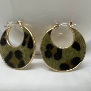 Sage Green & Gold Cheetah Earrings